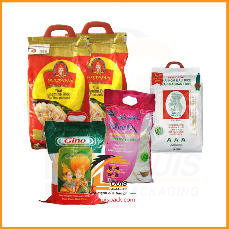 Bao PP đựng gạo 5 kg may quai xách
