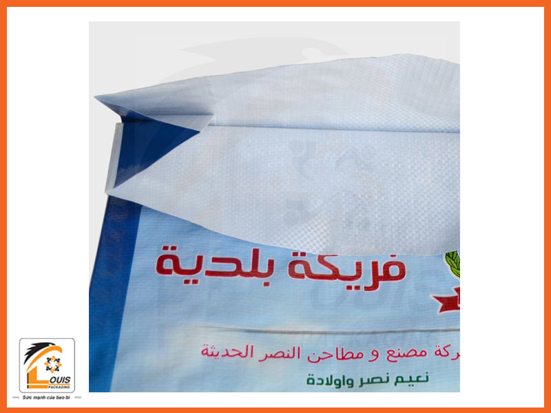 Bao PP dệt ghép màng OPP xếp hông hộp (xếp hông chữ M)