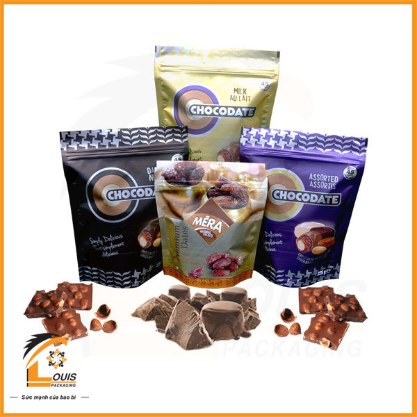 Bao bì đáy đứng zipper đựng chocolate