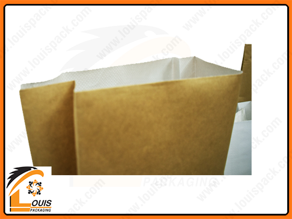 Bao giấy kraft ghép PP dệt với chất liệu giấy Nhật được dùng phổ biến để đựng hạt nhựa 25kg.